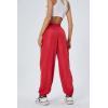 imageFloerns Womens High Waisted Sporty Drawstring Contrast Mesh Cargo PantsRed and Black