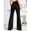 imageFloerns Womens Sequin High Waist Flare Leg Pants Bell Bottom Club TrousersA Black