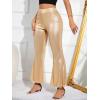imageFloerns Womens Sequin High Waist Flare Leg Pants Bell Bottom Club TrousersApricot