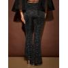 imageFloerns Womens Sequin High Waist Flare Leg Pants Bell Bottom Club TrousersBlack Jade