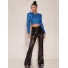 imageFloerns Womens Sequin High Waist Flare Leg Pants Bell Bottom Club TrousersBlack Mesh