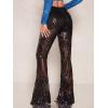 imageFloerns Womens Sequin High Waist Flare Leg Pants Bell Bottom Club TrousersBlack Mesh