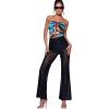 imageFloerns Womens Sequin High Waist Flare Leg Pants Bell Bottom Club TrousersBlack Solid