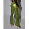 imageFloerns Womens Sequin High Waist Flare Leg Pants Bell Bottom Club TrousersLime Green