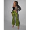 imageFloerns Womens Sequin High Waist Flare Leg Pants Bell Bottom Club TrousersLime Green