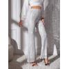 imageFloerns Womens Sequin High Waist Flare Leg Pants Bell Bottom Club TrousersSilver