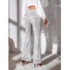imageFloerns Womens Sequin High Waist Flare Leg Pants Bell Bottom Club TrousersSilver
