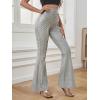 imageFloerns Womens Sequin High Waist Flare Leg Pants Bell Bottom Club TrousersSilver Solid