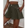 imageFloerns Womens Solid High Waisted Wide Leg Casual Pleated Shorts with PocketArmy Green