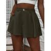 imageFloerns Womens Solid High Waisted Wide Leg Casual Pleated Shorts with PocketArmy Green