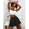 imageFloerns Womens Solid High Waisted Wide Leg Casual Pleated Shorts with PocketBlack
