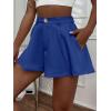 imageFloerns Womens Solid High Waisted Wide Leg Casual Pleated Shorts with PocketDeep Blue