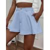 imageFloerns Womens Solid High Waisted Wide Leg Casual Pleated Shorts with PocketLight Blue