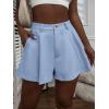 imageFloerns Womens Solid High Waisted Wide Leg Casual Pleated Shorts with PocketLight Blue