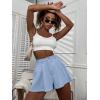 imageFloerns Womens Solid High Waisted Wide Leg Casual Pleated Shorts with PocketLight Blue