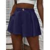 imageFloerns Womens Solid High Waisted Wide Leg Casual Pleated Shorts with PocketNavy
