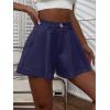 imageFloerns Womens Solid High Waisted Wide Leg Casual Pleated Shorts with PocketNavy