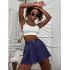 imageFloerns Womens Solid High Waisted Wide Leg Casual Pleated Shorts with PocketNavy
