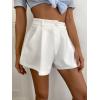 imageFloerns Womens Solid High Waisted Wide Leg Casual Pleated Shorts with PocketWhite