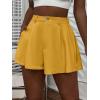 imageFloerns Womens Solid High Waisted Wide Leg Casual Pleated Shorts with PocketYellow