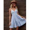 imageFloerns Womens Solid Sleeveless Ruffle Hem Shirred Boho Cami Short DressBlue