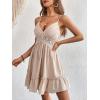 imageFloerns Womens Solid Sleeveless Ruffle Hem Shirred Boho Cami Short DressKhaki Plain