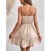 imageFloerns Womens Solid Sleeveless Ruffle Hem Shirred Boho Cami Short DressKhaki Plain