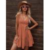 imageFloerns Womens Solid Sleeveless Ruffle Hem Shirred Boho Cami Short DressRust Brown