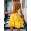 imageFloerns Womens Solid Sleeveless Ruffle Hem Shirred Boho Cami Short DressYellow Plain
