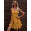 imageFloerns Womens Solid Sleeveless Ruffle Hem Shirred Boho Cami Short DressYellow Solid