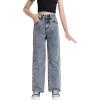 imageFloerns Girls High Waisted Straight Leg Jeans Denim Long Pants with PocketLight Grey