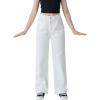 imageFloerns Girls High Waisted Straight Leg Jeans Denim Long Pants with PocketWhite