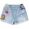 imageFloerns Girls Ripped Raw Trim Shorts High Waist Straight Leg Denim ShortsBlue Floral
