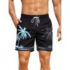imageFloerns Mens Boho Swim Trunks Graphic Print Drawstring Waist Shorts Bathing SuitBlack Blue Tree