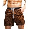 imageFloerns Mens Boho Swim Trunks Graphic Print Drawstring Waist Shorts Bathing SuitBrown Leopard