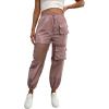 imageFloerns Womens High Waisted Sporty Drawstring Contrast Mesh Cargo PantsDusty Pink