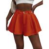 imageFloerns Womens Solid High Waisted Wide Leg Casual Pleated Shorts with PocketOrange