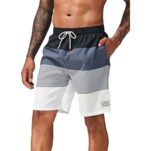 imageFloerns Mens Boho Swim Trunks Graphic Print Drawstring Waist Shorts Bathing SuitBlack Grey White