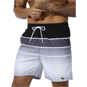imageFloerns Mens Boho Swim Trunks Graphic Print Drawstring Waist Shorts Bathing SuitBlack Ombre