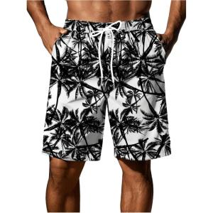 imageFloerns Mens Boho Swim Trunks Graphic Print Drawstring Waist Shorts Bathing SuitBlack Tropical