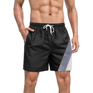 imageFloerns Mens Boho Swim Trunks Graphic Print Drawstring Waist Shorts Bathing SuitBlack and Grey