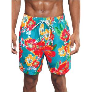 imageFloerns Mens Boho Swim Trunks Graphic Print Drawstring Waist Shorts Bathing SuitBlue Floral