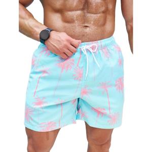 imageFloerns Mens Boho Swim Trunks Graphic Print Drawstring Waist Shorts Bathing SuitMint Blue