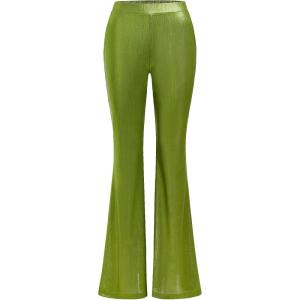 imageFloerns Womens Sequin High Waist Flare Leg Pants Bell Bottom Club TrousersLime Green