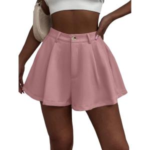 imageFloerns Womens Solid High Waisted Wide Leg Casual Pleated Shorts with PocketDusty Pink