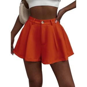 imageFloerns Womens Solid High Waisted Wide Leg Casual Pleated Shorts with PocketOrange