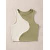 imageFloerns Womens Color Block Sleeveless Ribbed Knit Casual Crop Tank TopArmy Green