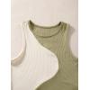 imageFloerns Womens Color Block Sleeveless Ribbed Knit Casual Crop Tank TopArmy Green