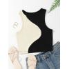 imageFloerns Womens Color Block Sleeveless Ribbed Knit Casual Crop Tank TopBlack White