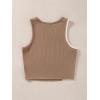 imageFloerns Womens Color Block Sleeveless Ribbed Knit Casual Crop Tank TopBrown